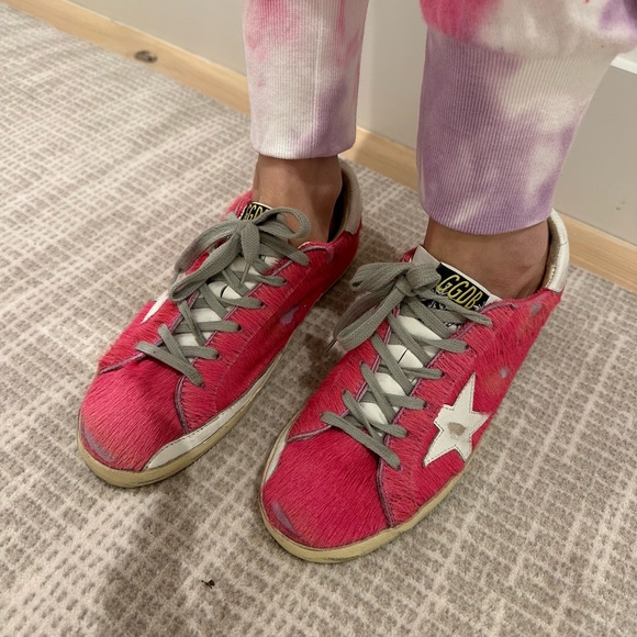 Golden Goose Shoes - Golden goose sneakers with pink pony hair, lightly worn, size 38